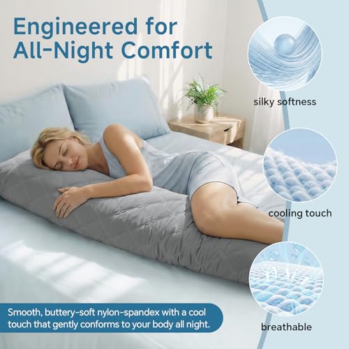Cooling Body Pillow - Memory Foam, 20x54 Inches, Soft Nylon-Spandex Cover