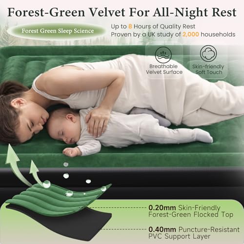 Queen Air Mattress with Built-in Pump, 18in Raised, 800 lb Capacity