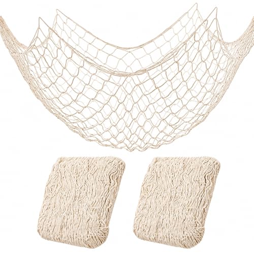 2-Pack Natural Cotton Fishing Net Decor for Nautical Party Backdrop