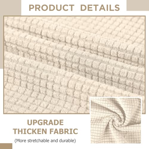 Couch and Loveseat Sofa Covers Set - Beige Fleece, Washable, Non-Slip
