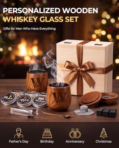 Argefkeen Whiskey Smoker Kit W - 6 Flavors Wood Chips & Personalized Glass