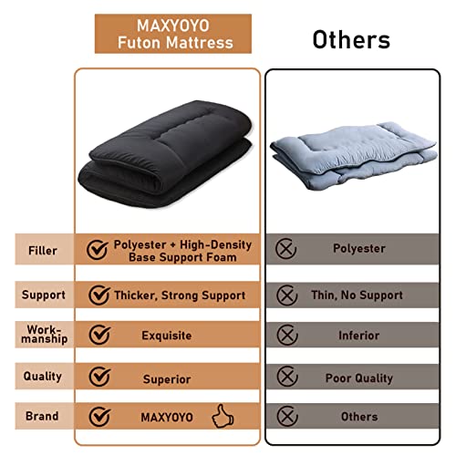 Japanese Floor Mattress 4" Thick Full Size Foldable Futon Roll-Up Sleeping Mat