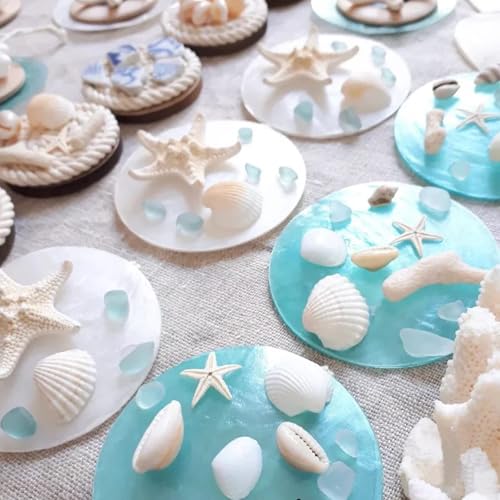 Natural Starfish and Scallop Shells with Pearls for DIY Crafting and Beach Decor 32PCS