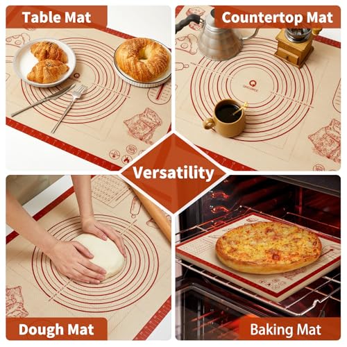 Extra Large Silicone Pastry Mat 28x20 Inch - Non-Stick Dough Rolling Mat