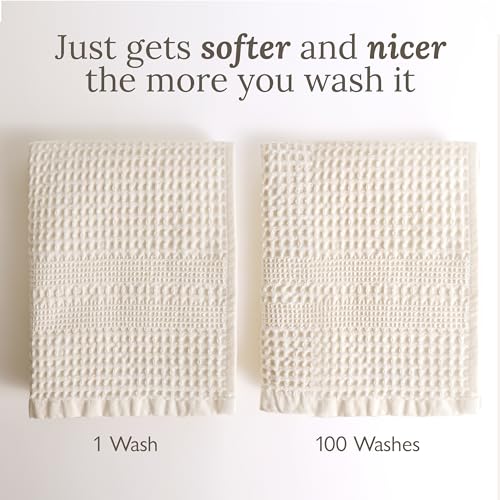 White GILDEN TREE Waffle Cotton Washcloths 4 Pack - Exfoliating & Quick Dry Face Towels