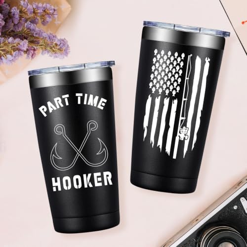 Fishing Tumbler Cup 20 oz with Funny Saying - Black Fishing Lovers Variation
