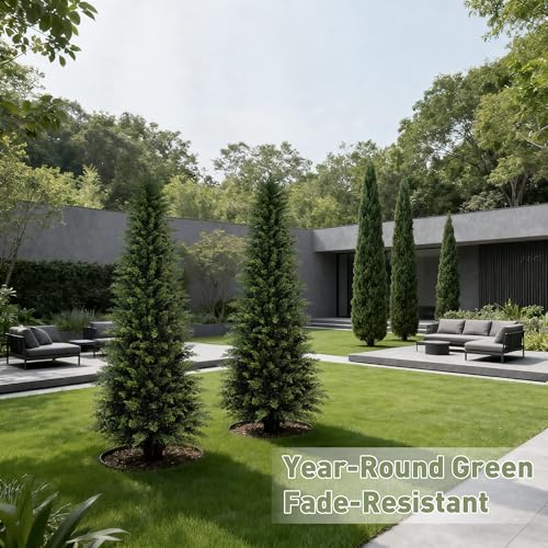 6ft Artificial Cedar Topiary Tree, Realistic Faux Evergreen Outdoor Plant