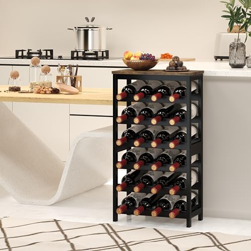 6-Tier Bamboo Wine Rack - 24 Bottle Freestanding Modular Storage Shelf