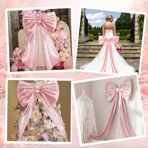 Large Pink Satin Bow Wall Decor (24" x 36") - Coquette Party Backdrop