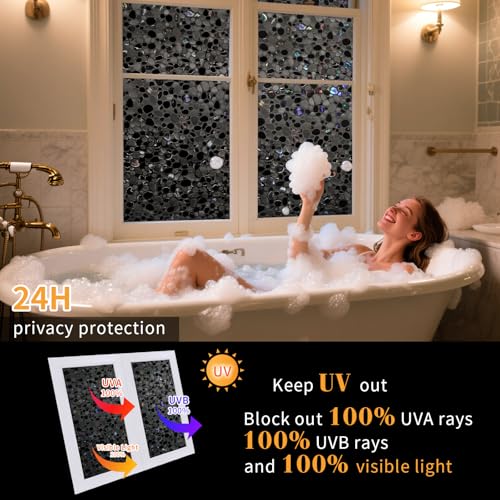 Total Blackout Window Privacy Film - 3D Pebble Pattern, 17.5'' x 78.7''
