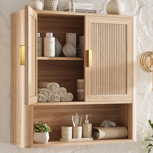 Wall-Mounted Bathroom Medicine Cabinet with Adjustable Shelf and Doors