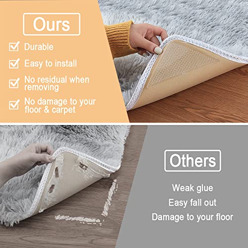Anti-Slip Rug Tape Pads, Triangular Washable Carpet Grippers - 8 Pack