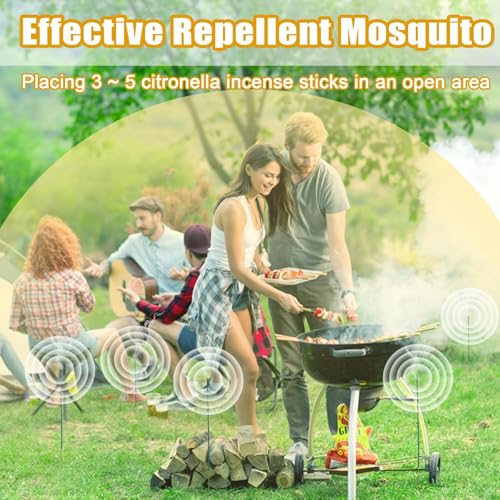 60 Pcs Citronella Mosquito Repellent Sticks - Natural Plant-Based Protection