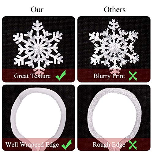 30-Inch Rustic Black Burlap Christmas Tree Skirt with Snowflakes