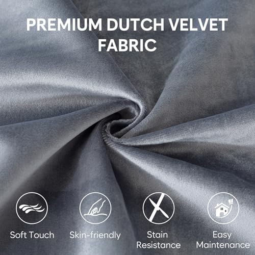 3ft Memory Foam Bean Bag Chair with Velvet Cover & Side Pocket - Dark Grey