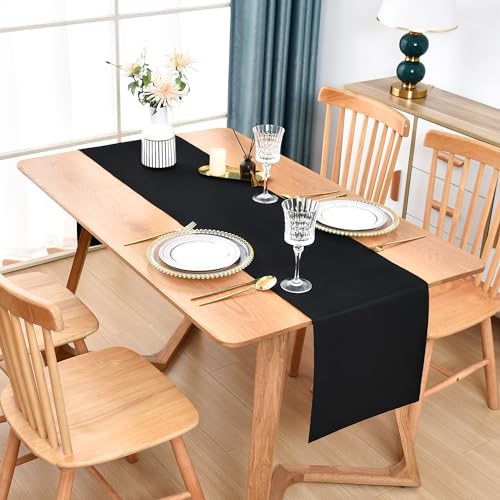 Farmhouse Black Table Runner 12x48 Inch for Dining Coffee Table Decor