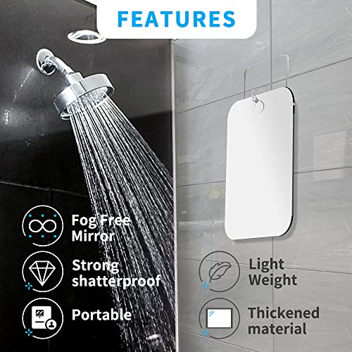 SAFEE MRROR Shatterproof Fogless Shower Mirror 10.7x8 Inch 2 Pack Unbreakable Bathroom Wall Mirror