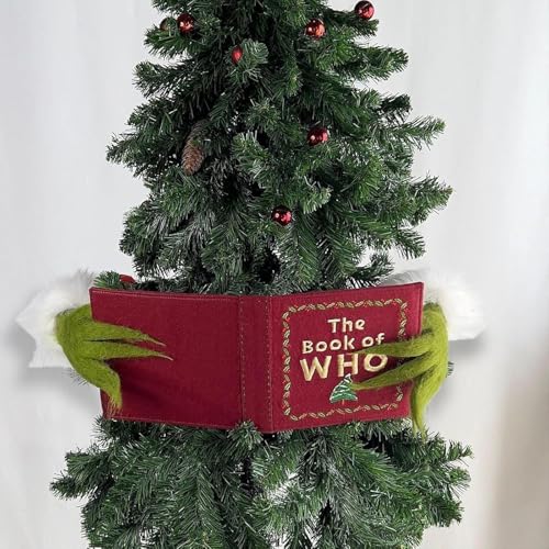 Funny Plush Elf Reading Book Christmas Tree Topper - Holiday Xmas Decor