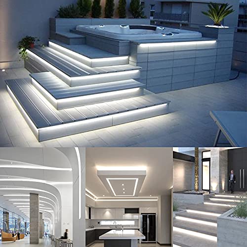 GUOTONG 50ft Outdoor Waterproof LED Rope Lights Cool White 3000K Cuttable Connectable