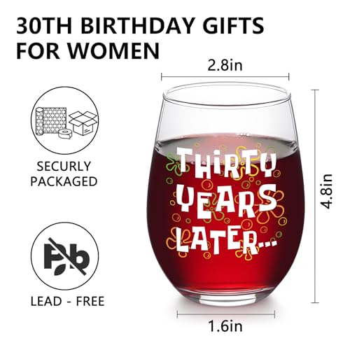 30th Birthday Wine Glass for Women - 17 OZ Funny & Elegant Gift for Her, Mom, Wife, Daughter, Sister, Friend - Futtumy