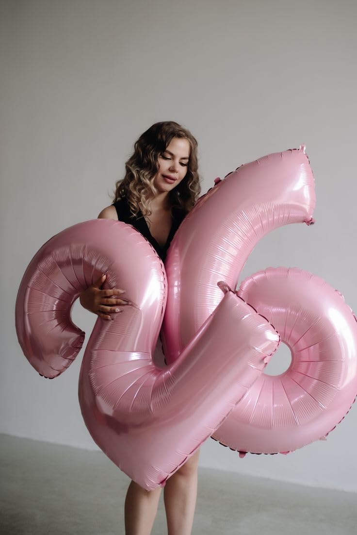 Skiennix Pastel Pink Number Balloon - 40 Inch Foil Decoration for Sweet 16 Birthday & Photo Shoots