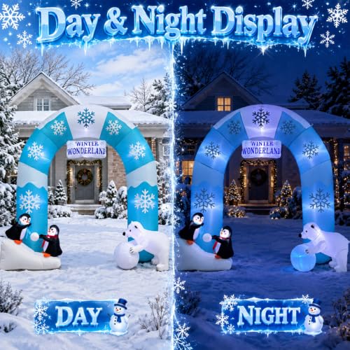 Blue 7.2FT Christmas Inflatable Archway Winter Wonderland Decor with LED Lights