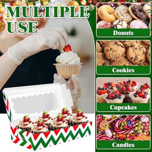 30 Pcs Christmas Cookie Gift Boxes with Window - 12 x 5.5 x 2.5 Inch Bakery Packaging