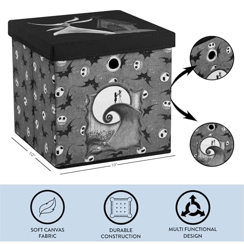Collapsible Fabric Storage Cube with Lid, 10-Inch Decorative Organizer Bin