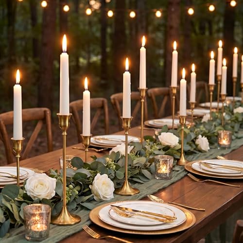 10 Sets of Gold Candlestick Holders Bulk - Elegant Vintage Taper Candle Holders