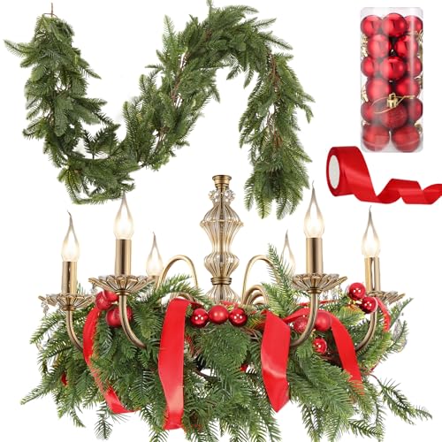 Janinka 6ft Artificial Greenery Christmas Garland for Chandelier Decor
