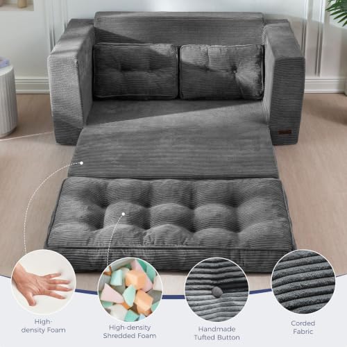Convertible Folding Sofa Bed with Pillows, 2-Person Sleeper Loveseat