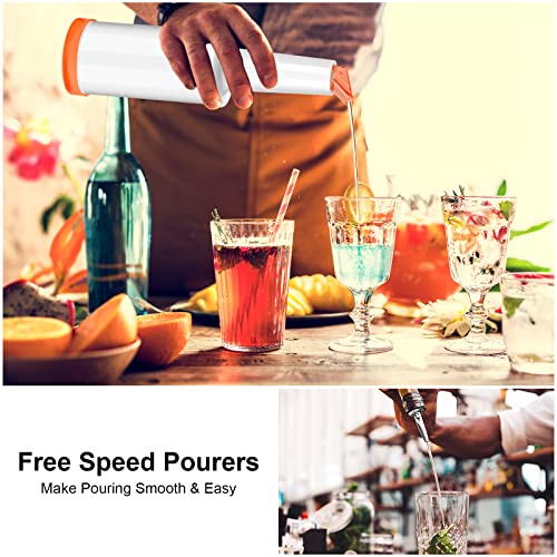 Darckle 6-Piece Multi-Color Juice Pour Bottles & 20 Stainless Steel Pourers – 1L Reusable Bar & Kitchen Set