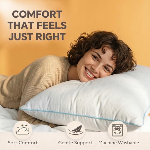 Queen Size Pillows Set of 2 - Down Alternative Bed Pillows for All Sleepers