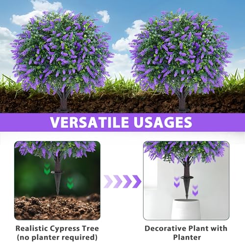 Set of 2 Artificial Lavender Boxwood Topiary Balls with Ground Stakes