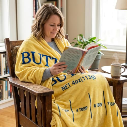 Funny Butter Print Plush Throw Blanket 50x61 Inch Soft Flannel Food Decor