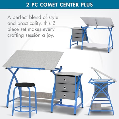 Adjustable Craft Table and Stool Set with Storage Drawers