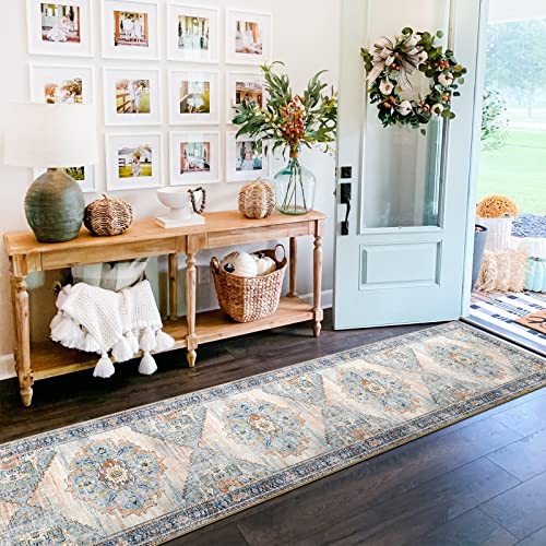 Washable 2x12 Hallway Runner Rug, Non-Slip Vintage Kitchen Floor Carpet