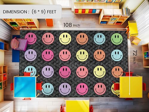 Large Classroom Rug 8x10 ft - Durable Washable Carpet for Kids Playroom
