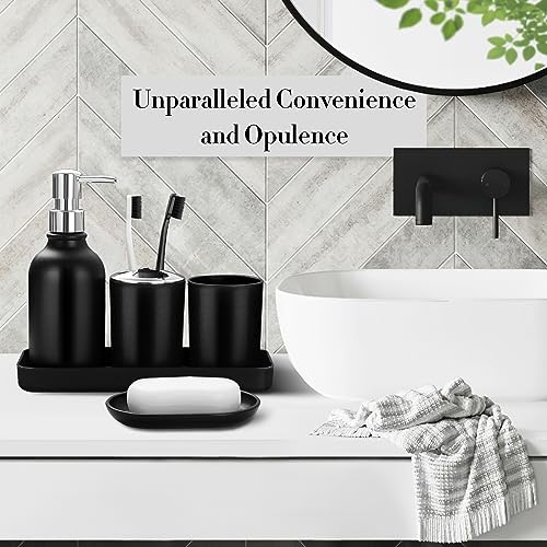 10-Piece Matte Black Bathroom Accessory Set with Trash Can & Tissue Holder