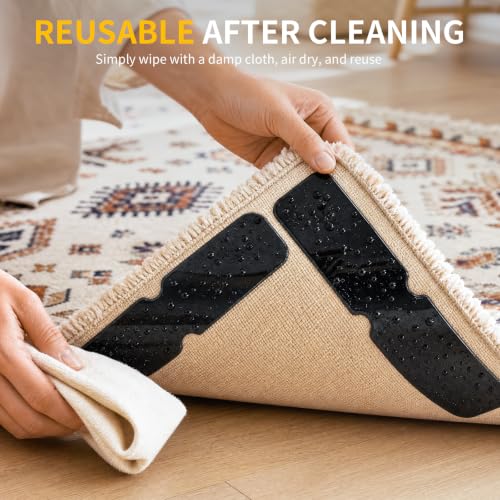 Non-Slip Rug Grippers for Hardwood Floors - Washable Reusable Carpet Pads (8)