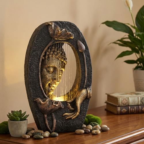 Buddha Water Fountain with LED Light & Pump - Indoor Outdoor Zen Decor