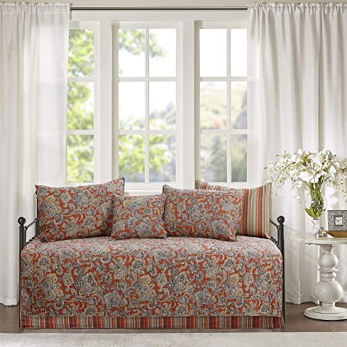 6-Piece Reversible Cotton Daybed Set - Vintage Floral Paisley Bedding