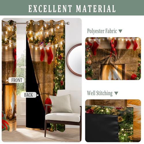 Renaiss Brown Blackout Curtains for Bedroom Xmas Holiday Decor 2 Panels 42x63 Inch