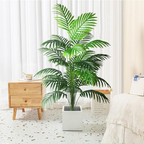 Large Artificial Palm Trees - 4ft Fake Tropical Plants (2pcs)