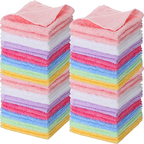 Newwiee 40 Pcs Multicolor Cotton Face Wash Cloths 10x10 Inch - Soft Reusable Facial Towels