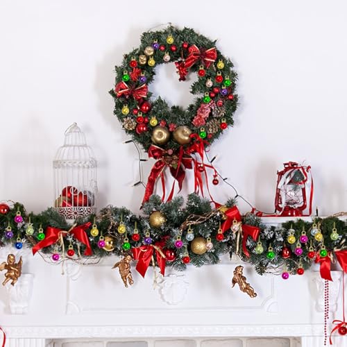 Guuozzli 120Pcs 10 Colors 0.6in Mini Christmas Ball Ornaments with Gold String - Imitation Pearl Pendants