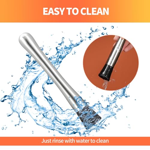 Amzlysdok 2-Pack Stainless Steel Cocktail Muddler - 8 Inch Lemonade & Drink Mixer Tool