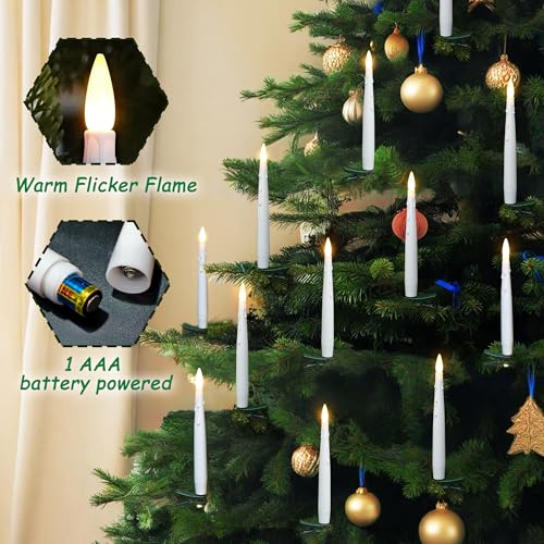 Yunsheng 12Pcs Christmas Tree Flameless Candles with Clips & Remote Timer