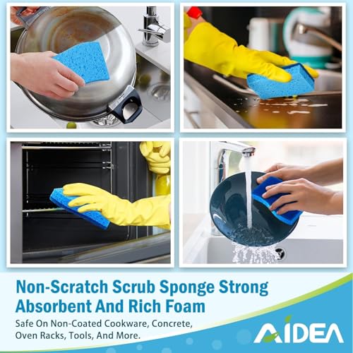 AIDEA Non-Scratch Scrub Sponges for Dishes and Kitchen 24-Count