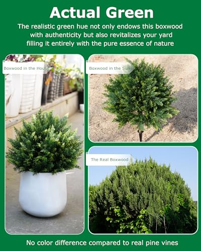 27.6-Inch Artificial Cedar Topiary Trees, UV Resistant Faux Pine Shrubs (Set of 2)